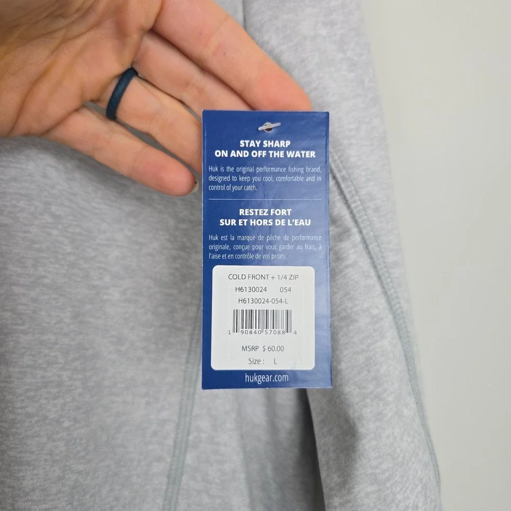 NWT Huk Men's Cold Front Gray ¼ Zip Pullover Size L Performance Fishing Top - Picture 3 of 9